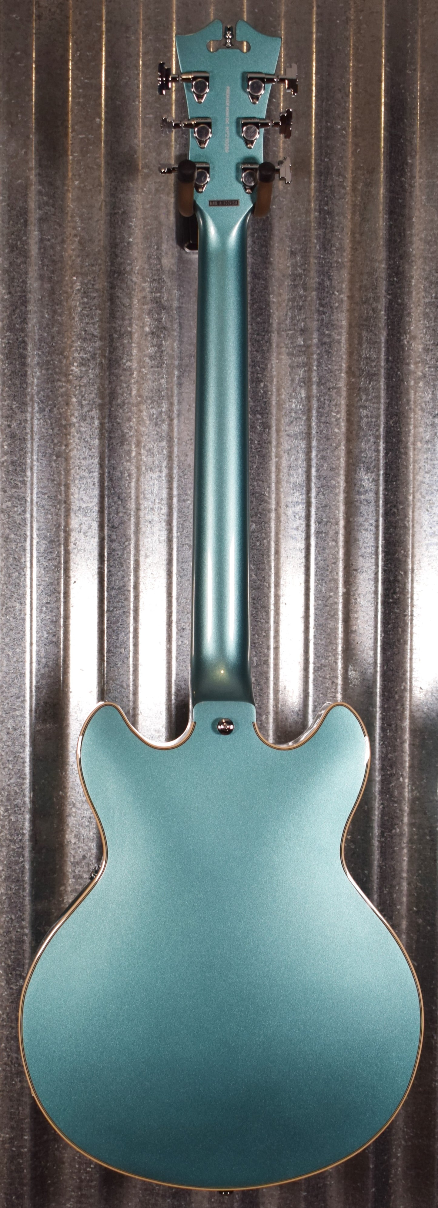 D'Angelico Premier Mini DC Double Cut Semi Hollow Stop Bar Ocean Turquoise Guitar & Bag #0089