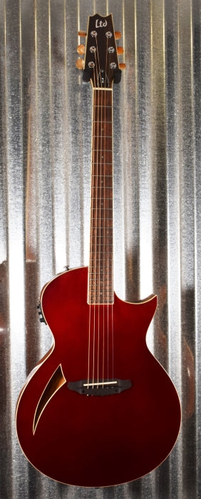 ESP LTD TL-6 Thinline Acoustic Electric Guitar Wine Red LTL6WR & Case #0022