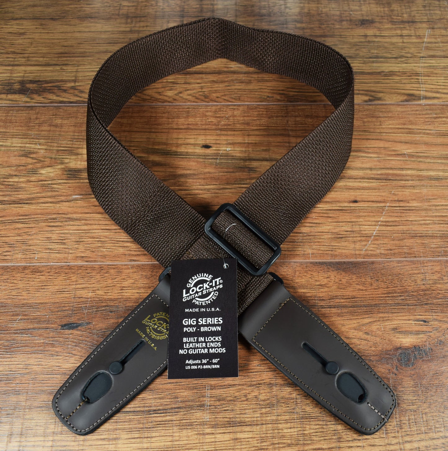 LOCK-IT Straps Polypro Series 2" Brown Poly Guitar Bass Strap 006 P2-BRN/BRN