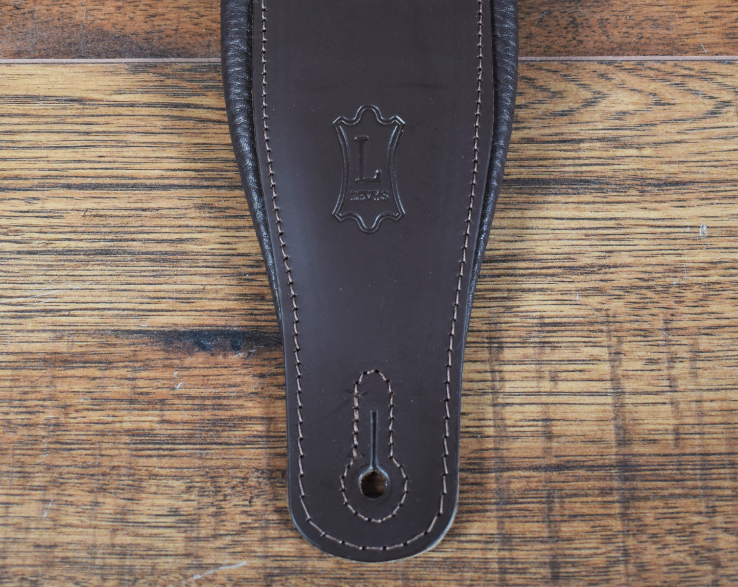 Levy's M26PD-DBR_DBR 3" Adjustable Top Grain Leather Guitar & Bass Strap Dark Brown