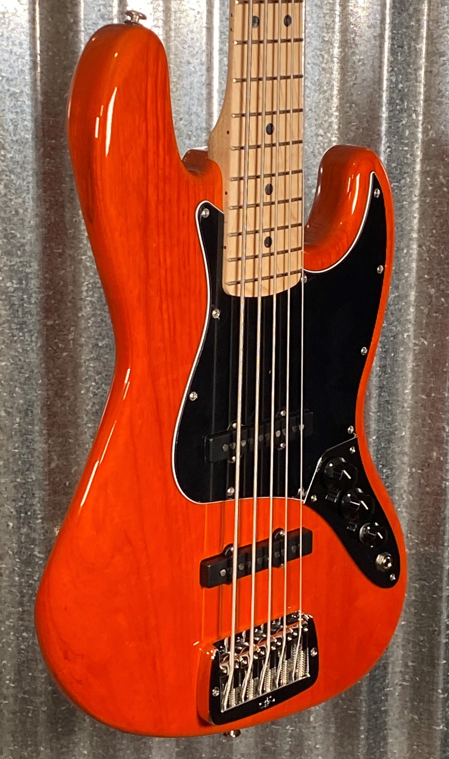 G&L USA JB5 Clear Orange 5 String Bass & Case JB-5 #7091