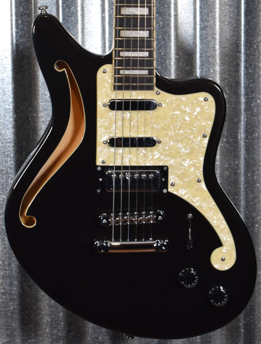 D'Angelico Premier Bedford SH Offset Semi Hollow Black Flake Guitar & Bag #1555