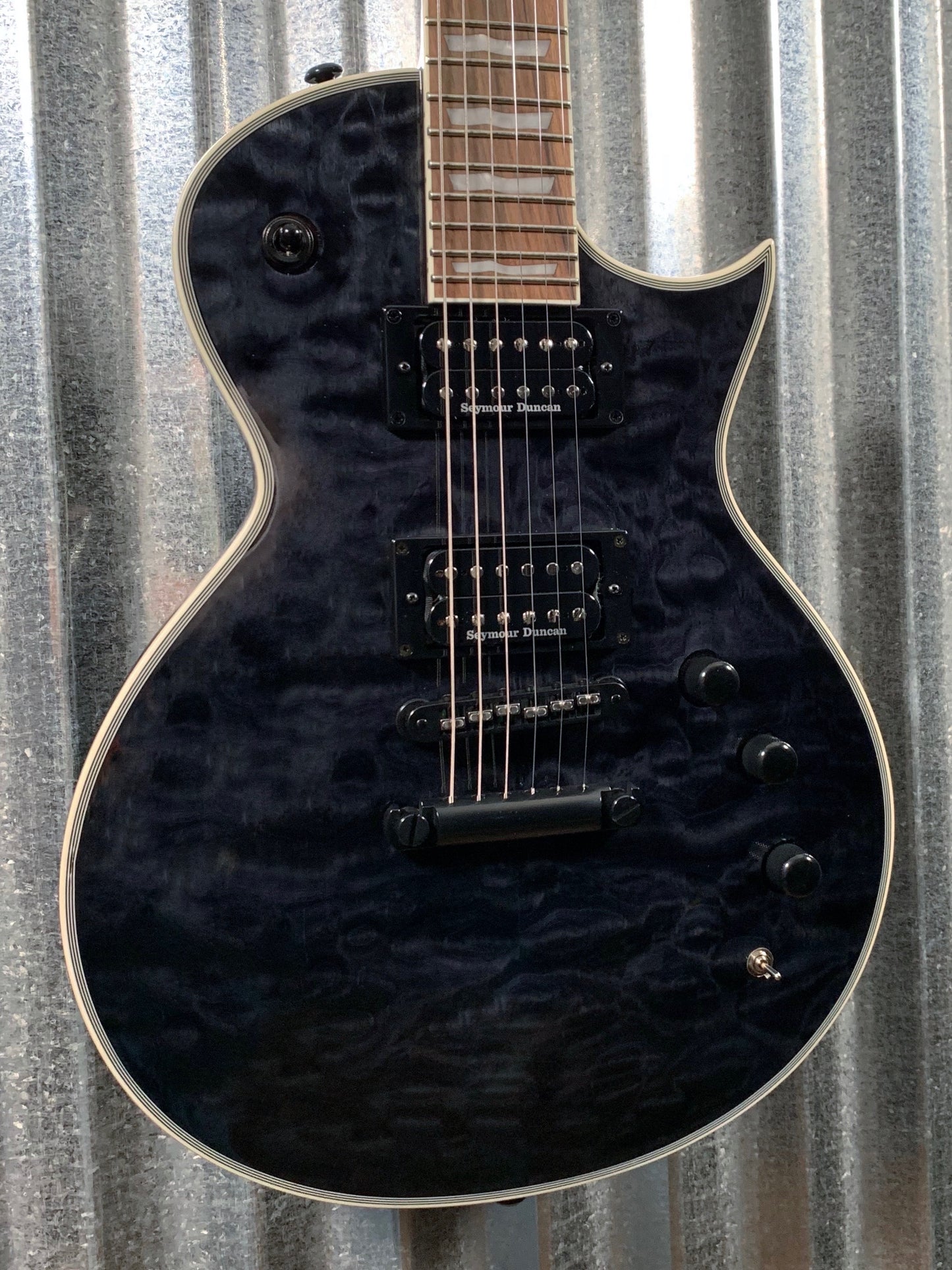 ESP LTD EC-1000 PIEZO Quilt See Through Black Duncan Guitar & Bag LEC1000PIEZOQMSTBLK #1264