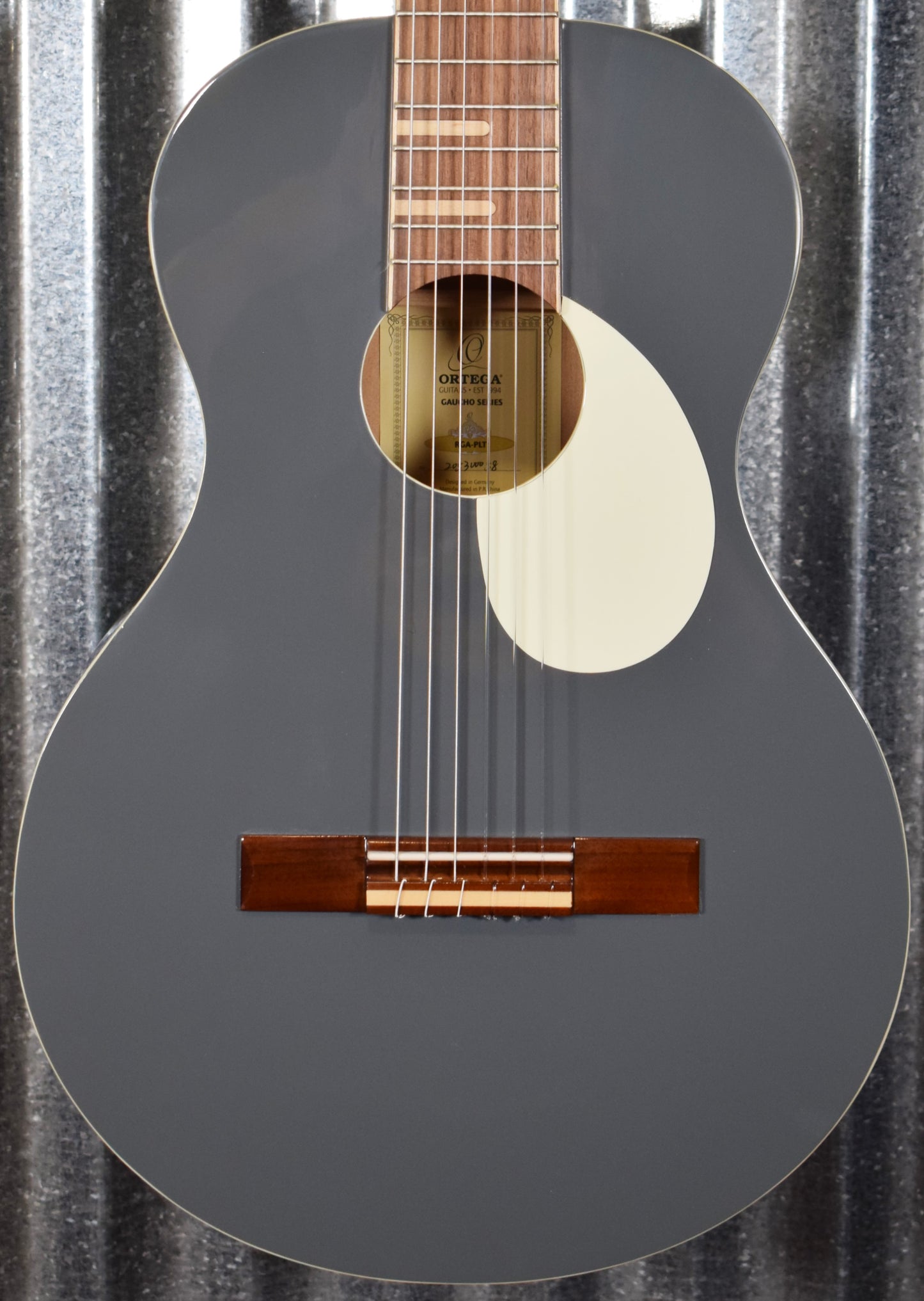 Ortega RGA-PLT Gaucho Nylon String Parlor Guitar Platinum Gray Guitar & Bag #0058
