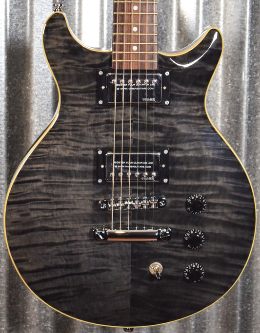 Hamer Archtop Flame Trans Black Double Cut Guitar SATF-TBK #0208