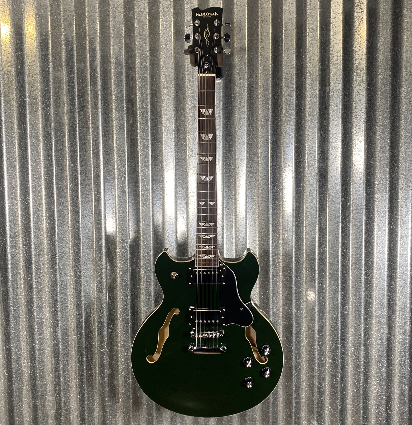 Westcreek 333 Semi Hollow Body 335 Transparent Green Guitar #0412 Used