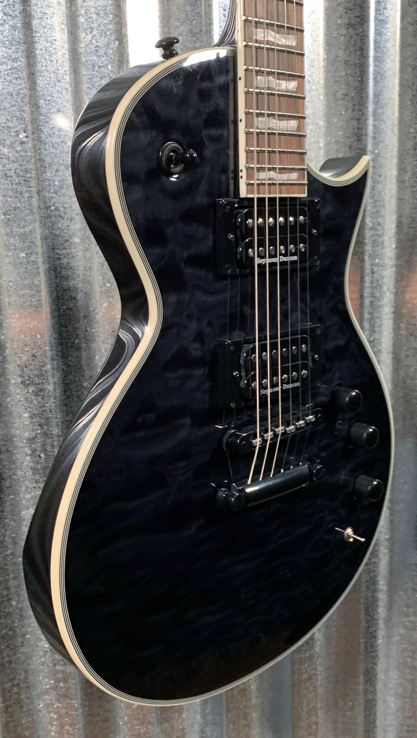 ESP LTD EC-1000 PIEZO Quilt See Through Black Duncan Guitar & Bag LEC1000PIEZOQMSTBLK #1264