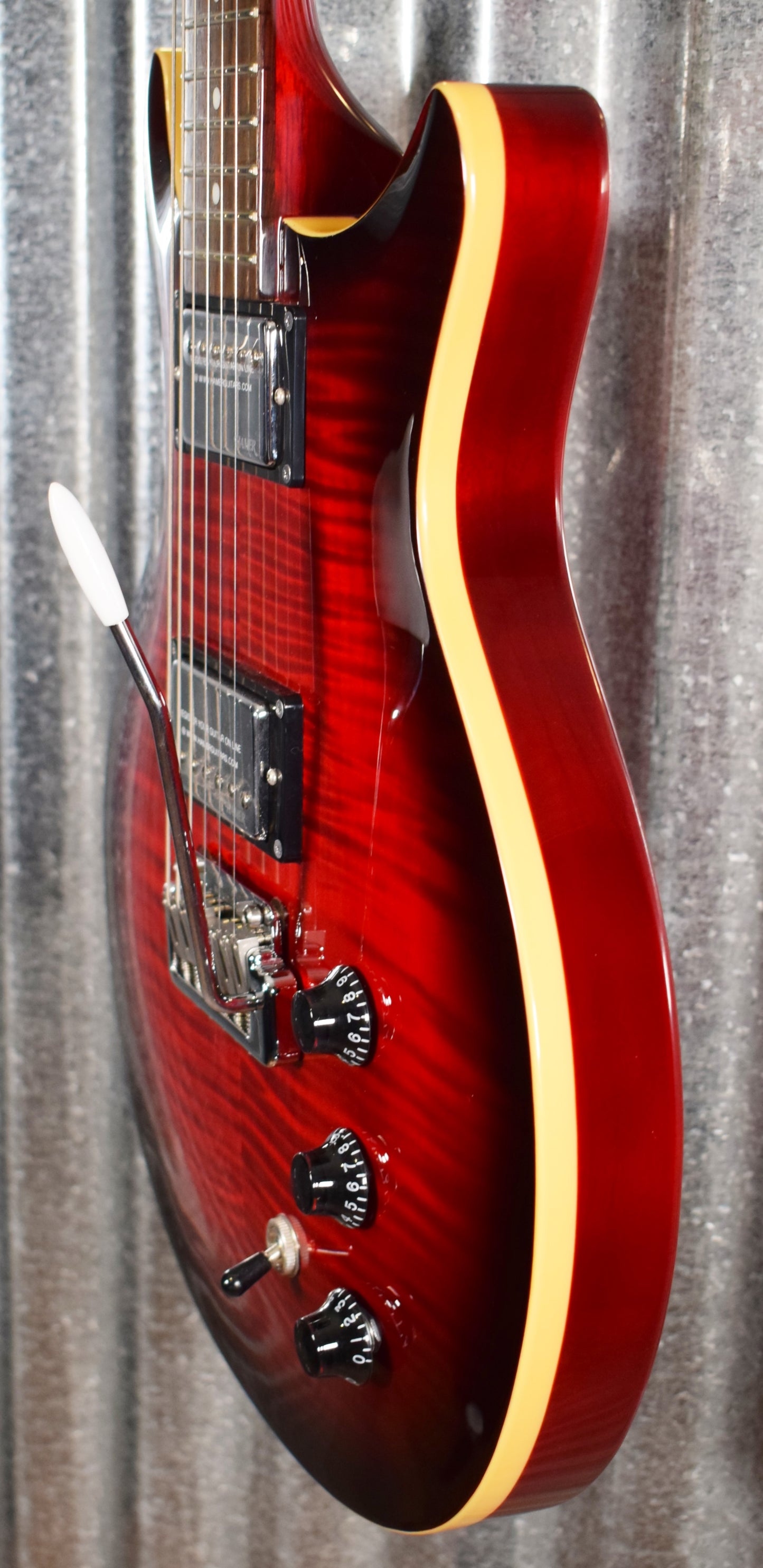 Hamer Archtop Flame Dark Cherry Wilkinson Tremolo Electric Guitar SATFW-DCB #0736