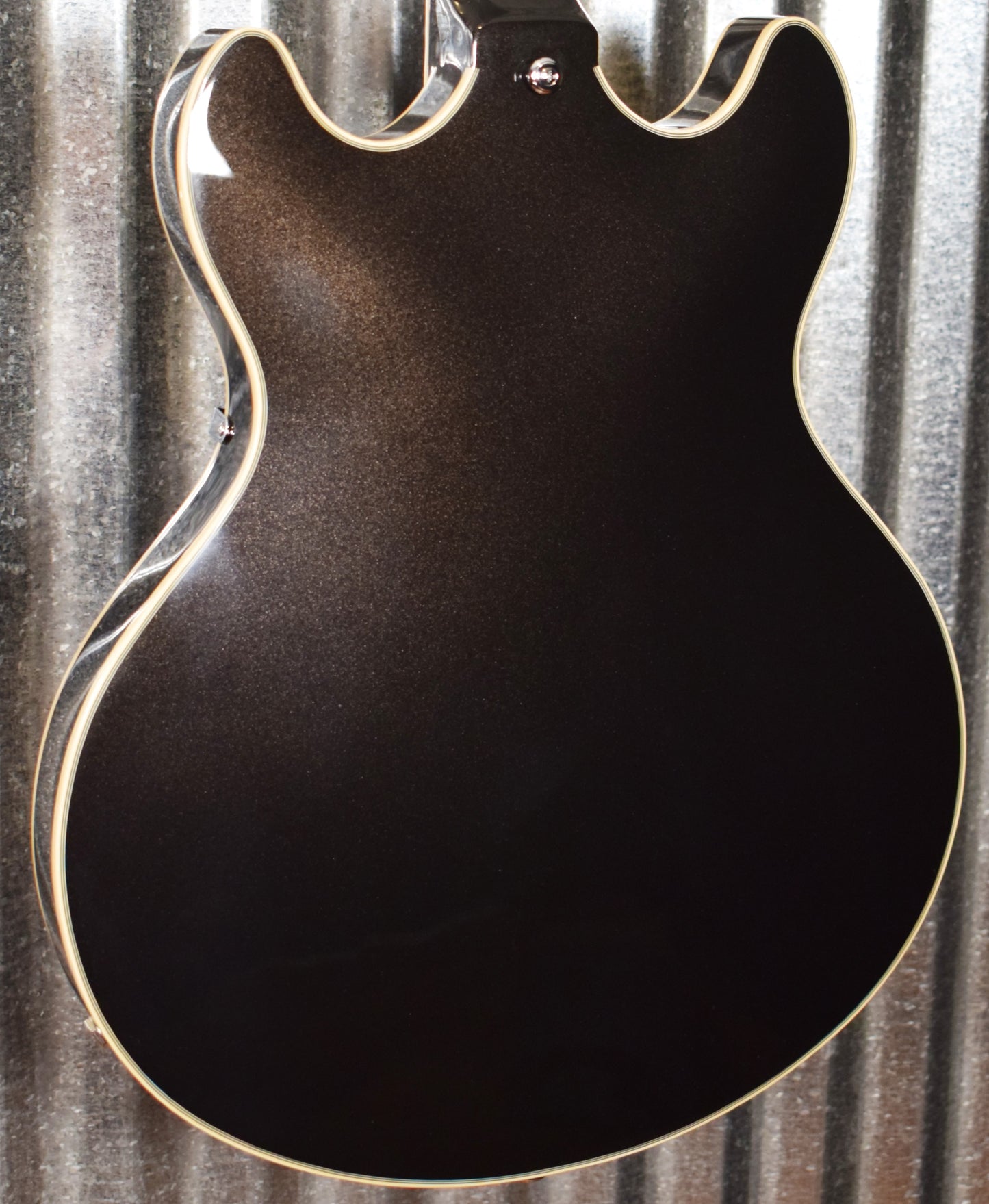 D'Angelico Premier DC Double Cut Semi Hollow Stop Bar Black Flake Guitar & Bag #1968