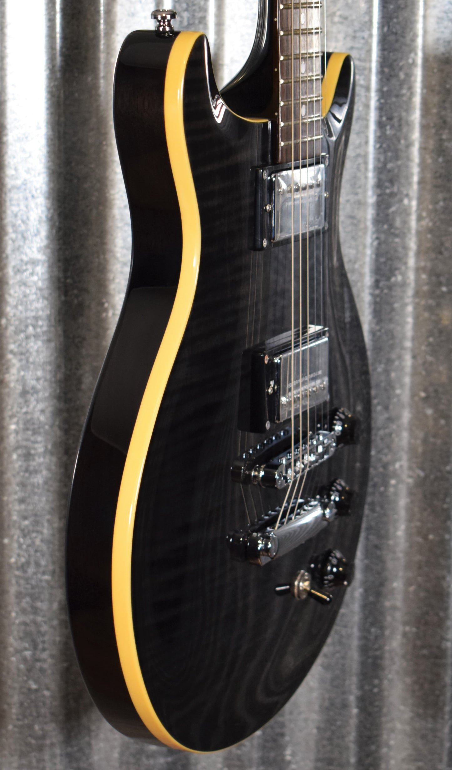 Hamer XT Series Archtop Flame Trans Black Double Cut Guitar SATF-TBK #0863