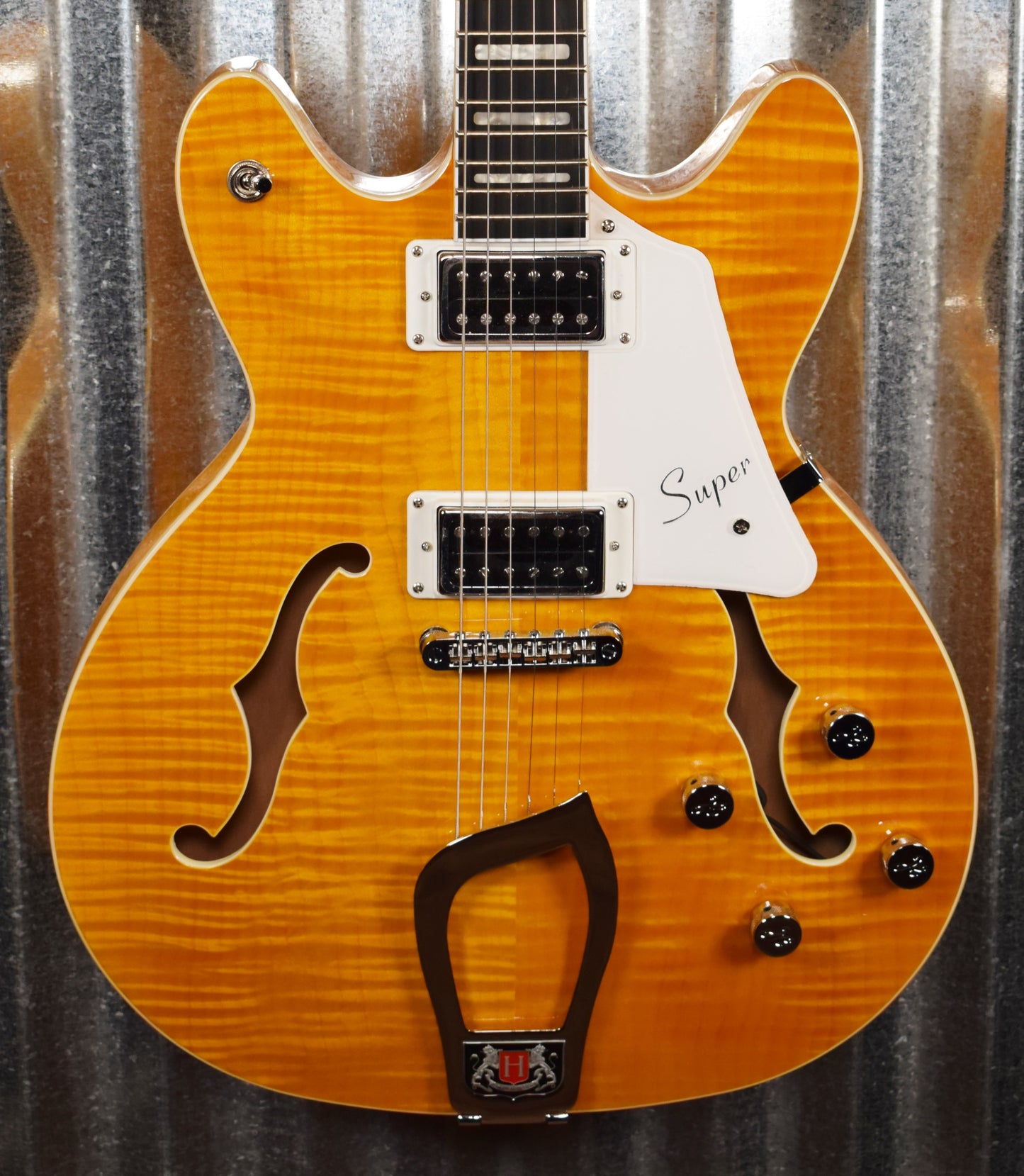 Hagstrom Super Viking SUVIK-DDL Dandy Dandelion Flame Top Semi-Hollow Guitar & Case #0608