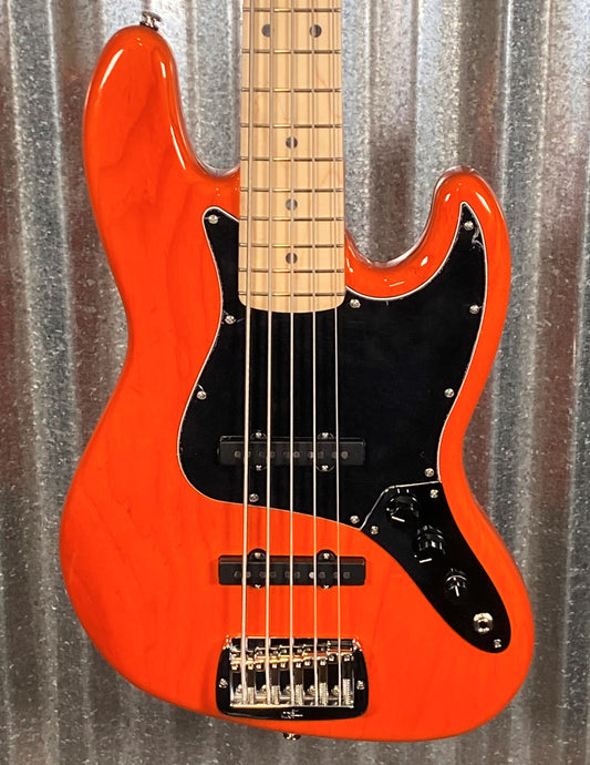 G&L USA JB5 5 String Bass Clear Orange & Case JB-5 Blem #7088