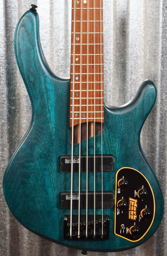 Cort Artisan B5 Plus AS RM 5 String Bass Roasted Neck Open Pore Aqua Blue Blem #7253