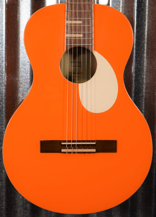 Ortega RGA-ORG Gaucho Nylon String Parlor Guitar Orange Guitar & Bag #0034