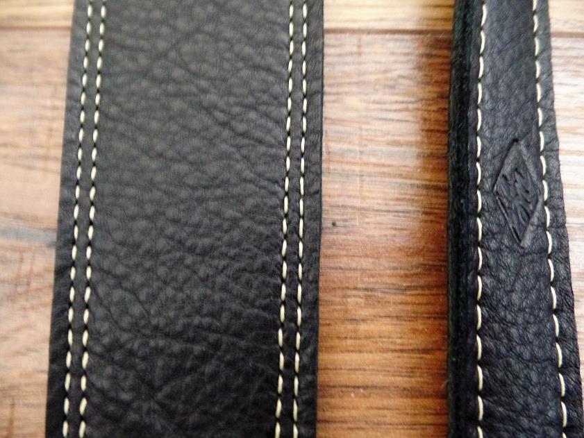 LM Products CLUB BK Leather Double Stiched Electric Guitar Strap in Black