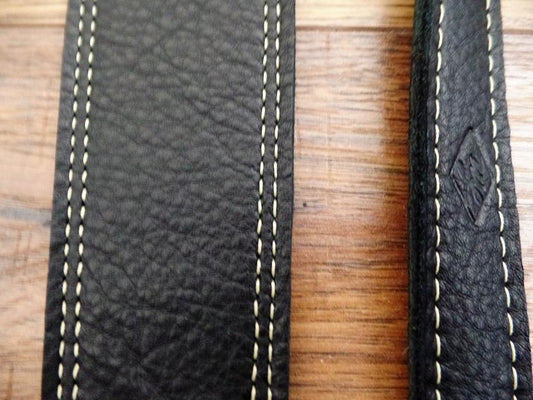 LM Products CLUB BK Leather Double Stiched Electric Guitar Strap in Black
