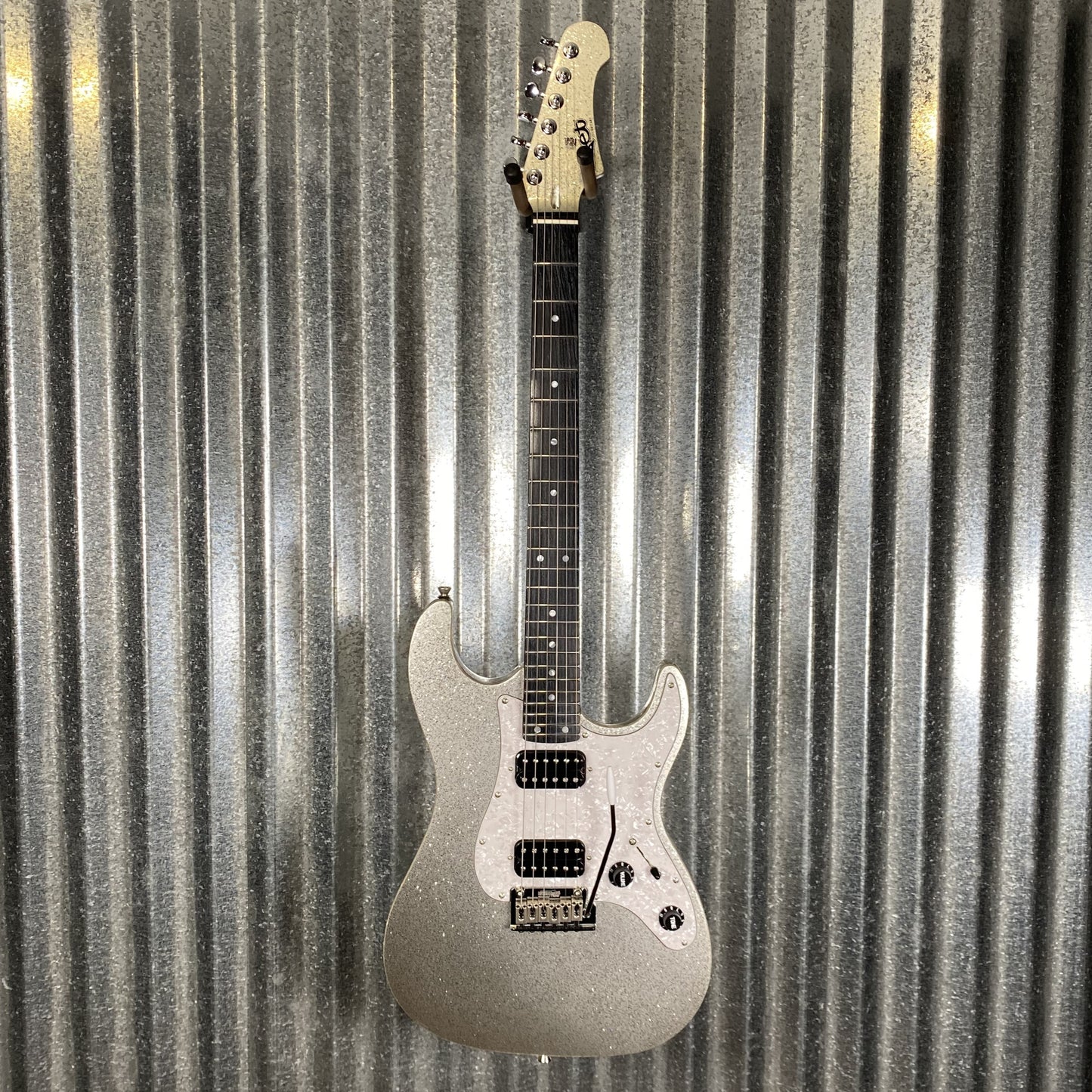 Jet JS500SLS HH Strat Style Guitar Bound Silver Sparkle #0009 Blem