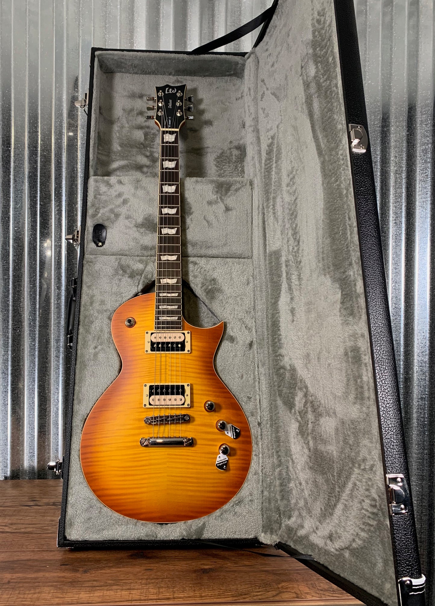 ESP LTD EC-1000T Fluence Honey Burst Satin Guitar & Case EC1000TFMHBSF #1974