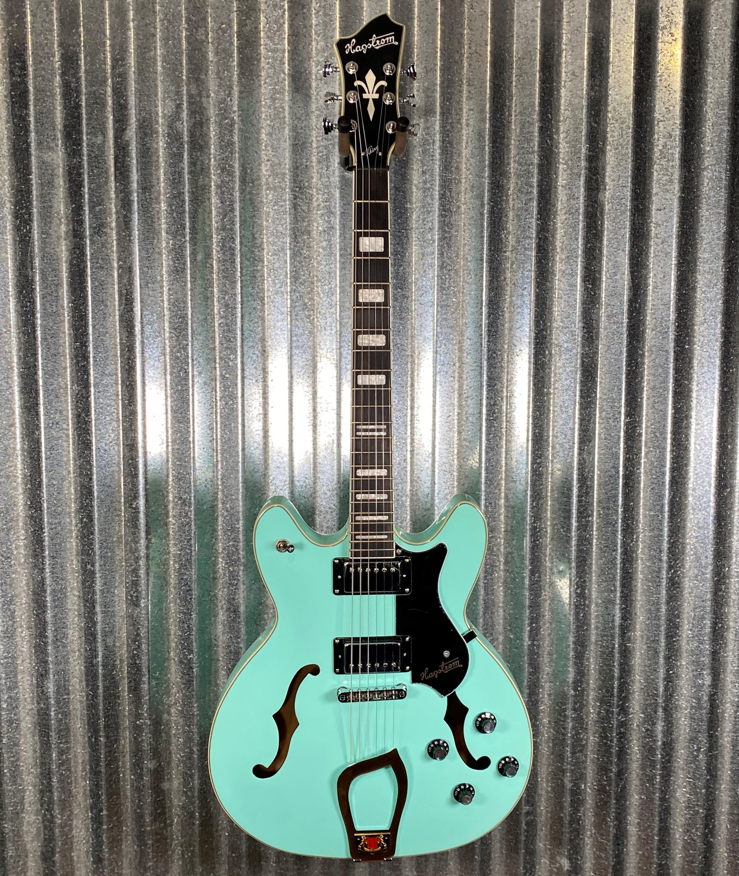 Hagstrom VIK-ABE Viking Aged Sky Blue Semi Hollow Body Guitar #0158
