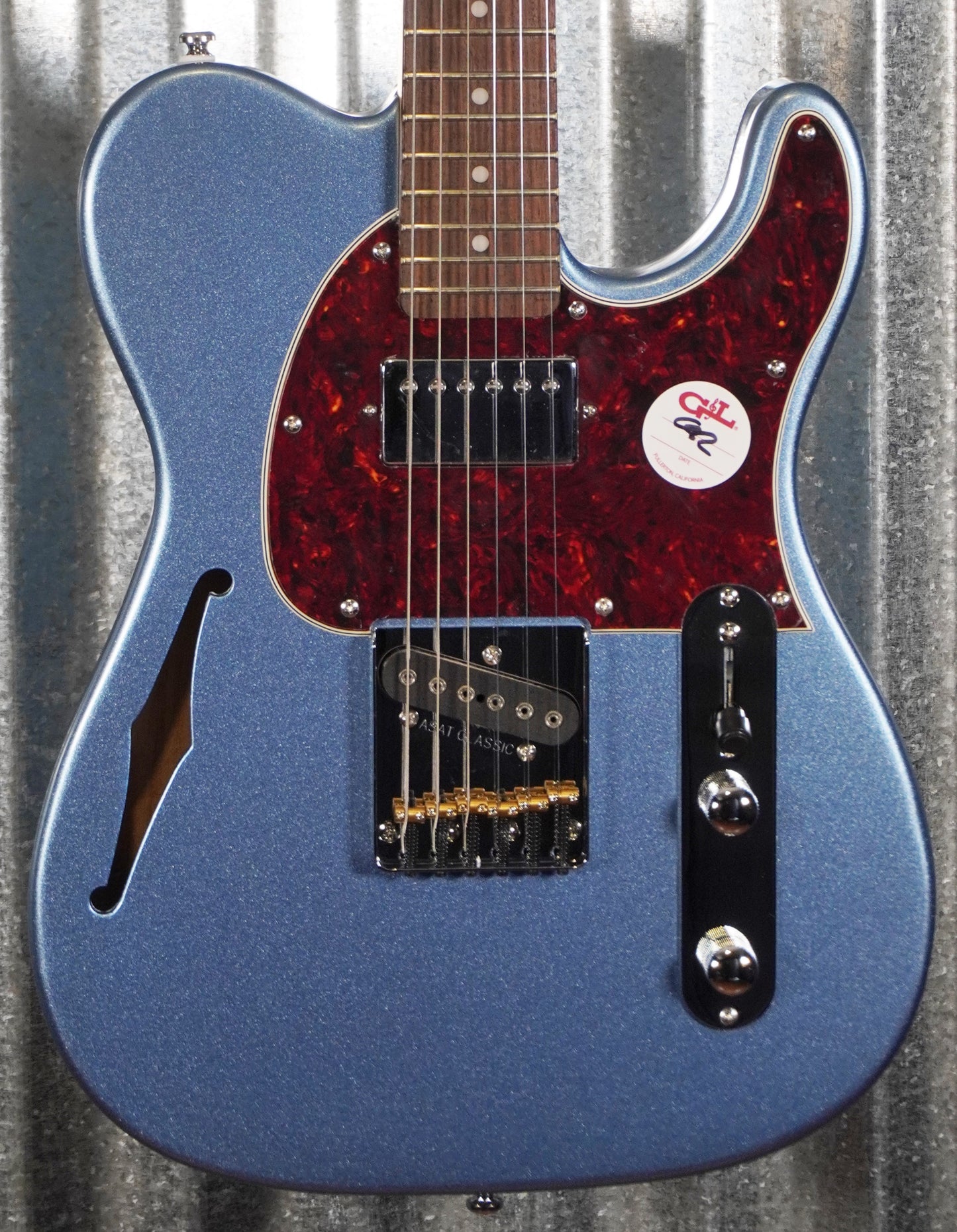 G&L Tribute ASAT Classic Bluesboy Sassafras Lake Placid Blue Semi Hollow Guitar #6306