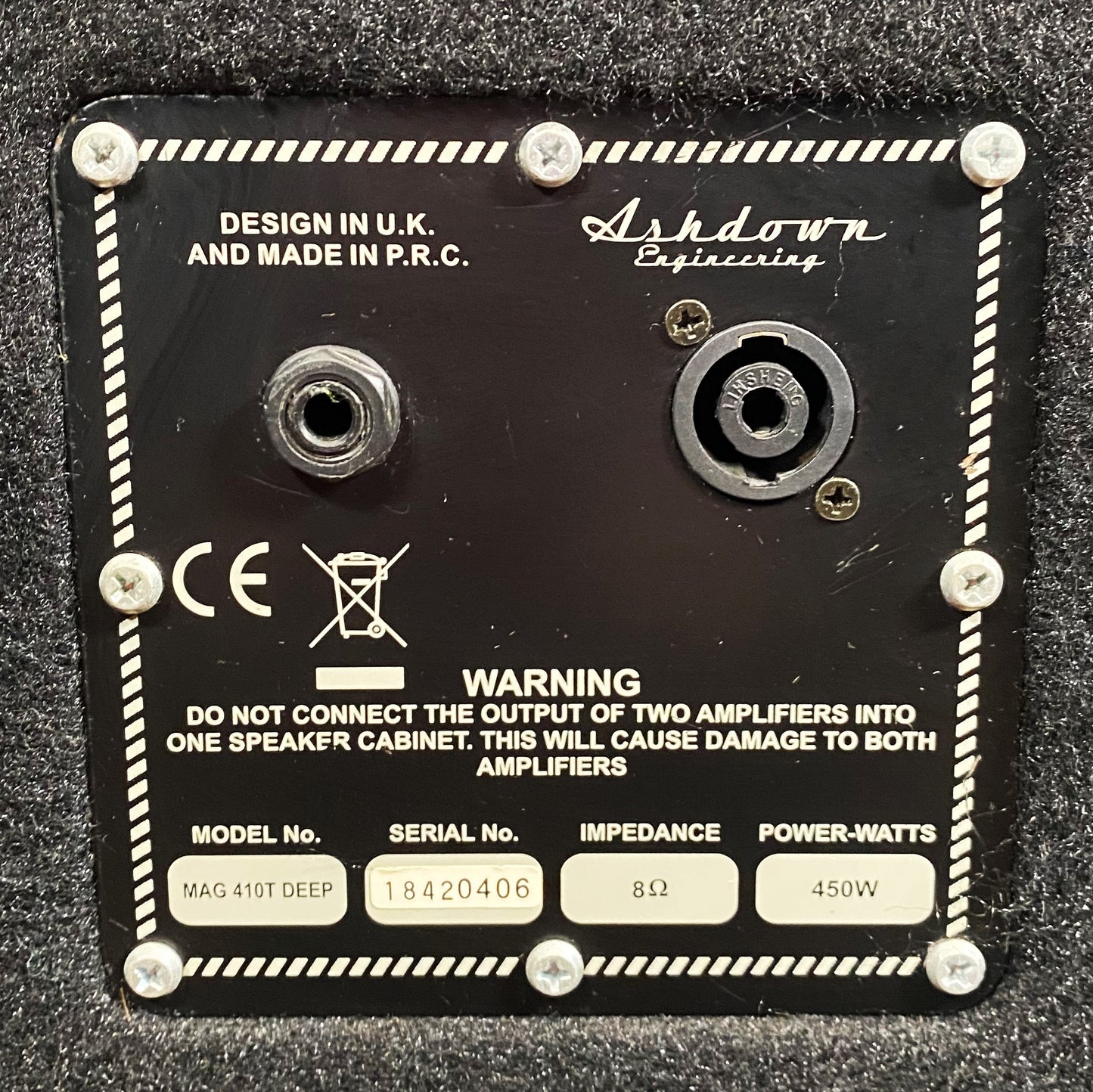 Ashdown MAG 410T Deep 4x10" 450 Watt 8 Ohm Bass Speaker Cabinet Used