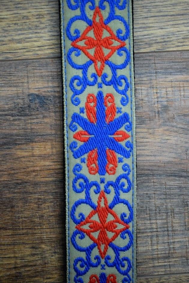 Henry Heller HJQ2-44 2" Jacquard Webbing Tan with Blue Spinner Guitar Strap