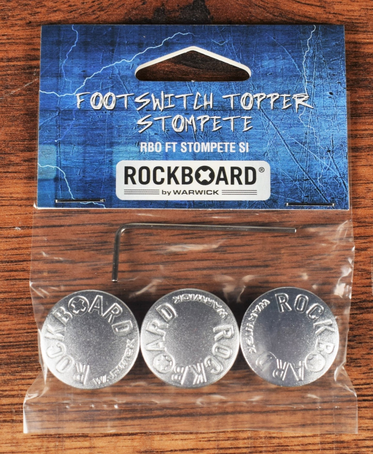 Warwick Rockboard StomPete Guitar Effect Pedal Footswitch Topper Silver Set of 3