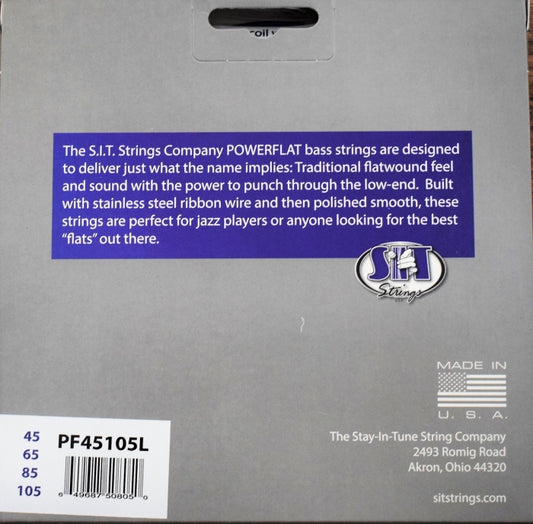 SIT Strings PowerFlat Flatwound 4 String Light Stainless Steel Bass PF45105L