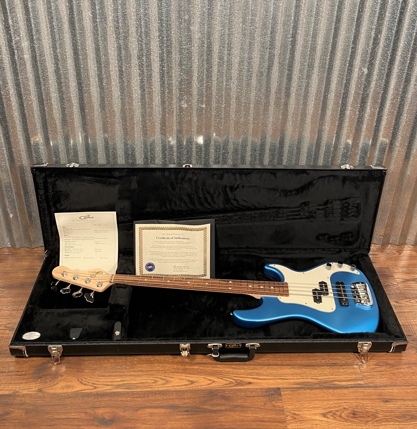 G&L USA SB-2T Tone Mod Lake Placid Blue Frost 4 String Bass & Case #6003