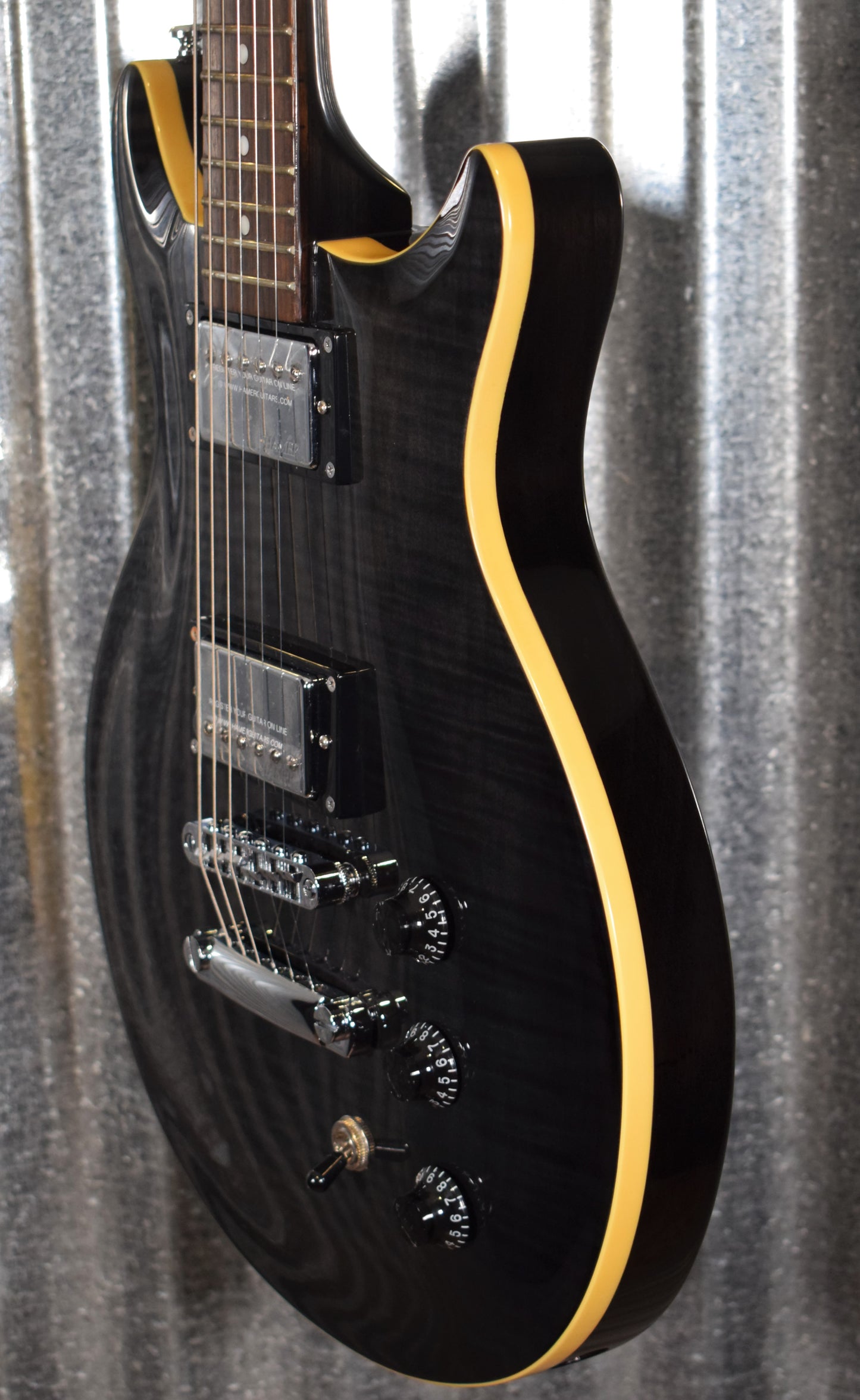 Hamer XT Series Archtop Flame Trans Black Double Cut Guitar SATF-TBK #0863