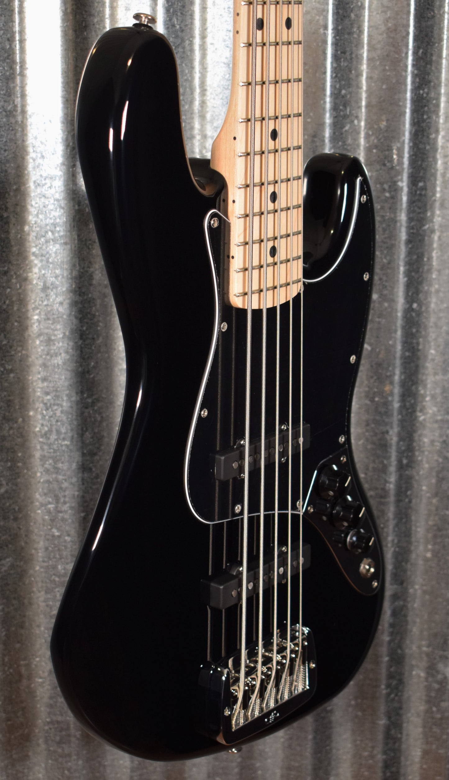 G&L USA JB-5 Jet Black 5 String Jazz Bass Maple Satin Neck & Case #6029