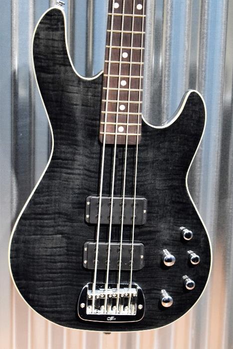 G&L Tribute M-2000 GTS 4 String Carved Flame Top Trans Black Bass #6390