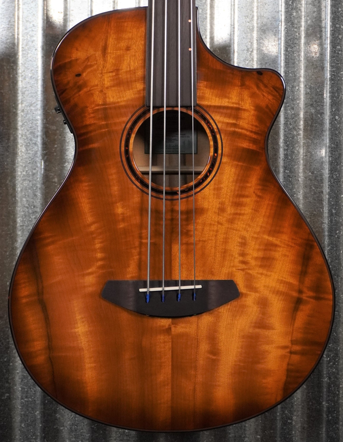 Breedlove Pursuit Exotic S Concerto Amber Acoustic Electric Fretless Bass CE Myrtlewood #4462