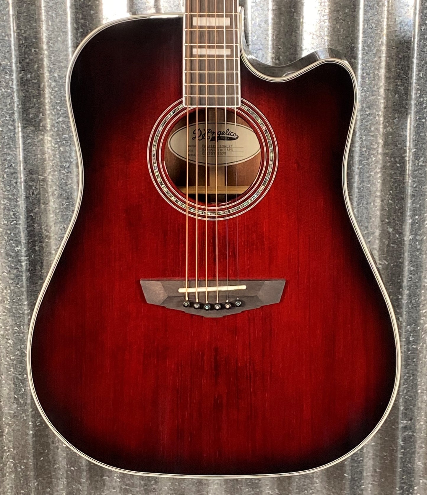 D'Angelico Premier Bowery Dreadnought CE Trans Black Cherry Acoustic Electric Guitar #2025