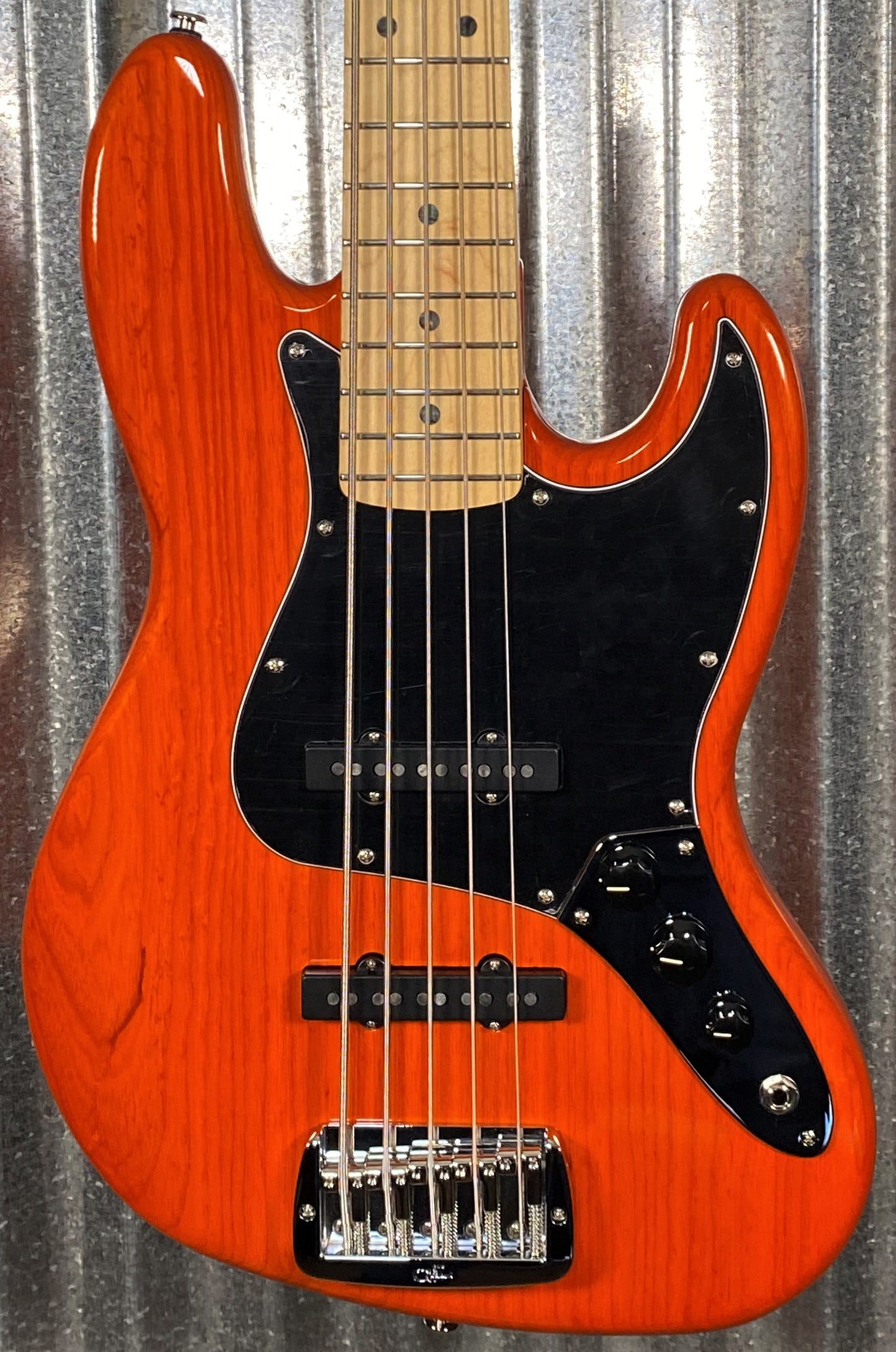 G&L USA JB-5 5 String Jazz Bass Clear Orange & Case JB5 Blem #1110