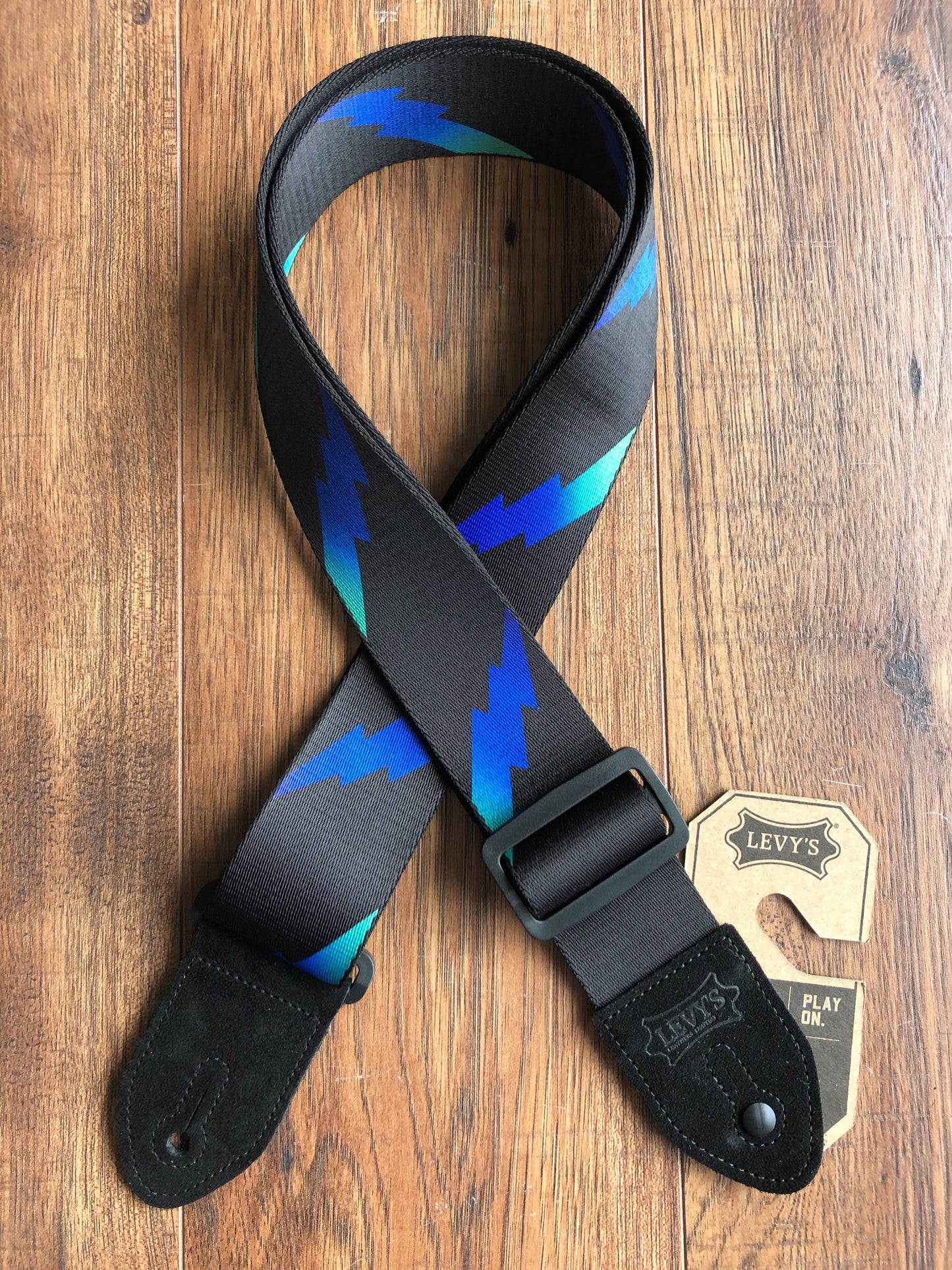Levy's MPRB2-004 2" Adjustable Print Poly Guitar & Bass Strap Lightning Blue Black