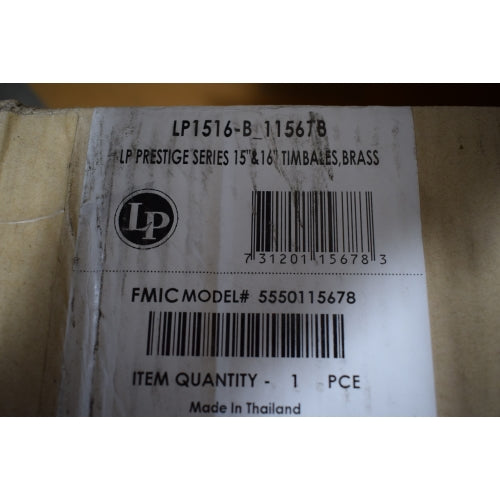 LP Latin Percussion Prestige 15" & 16" Brass Thunder Timbales & Stand LP1516-B