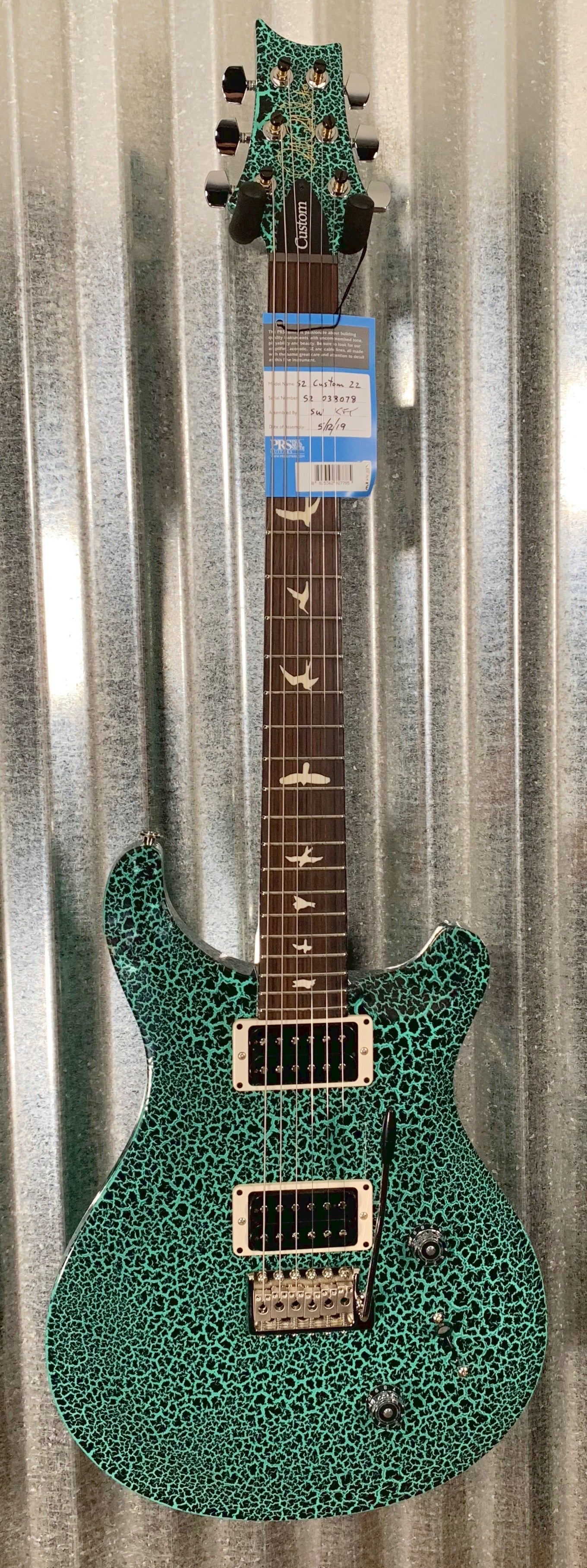 PRS Paul Reed Smith USA S2 Custom 22 Aqua Blue Crackle Guitar & Bag 2019 #8078