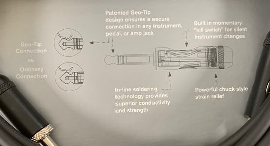D'Addario Planet Waves PW-AMSK-15 American Stage Kill Switch Guitar & Bass Cable 15"