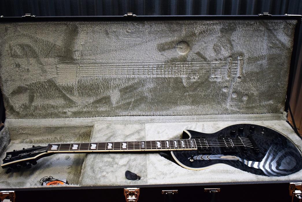ESP LTD EC-1000 Piezo Bridge Quilt Top See Through Black Guitar & Case #221