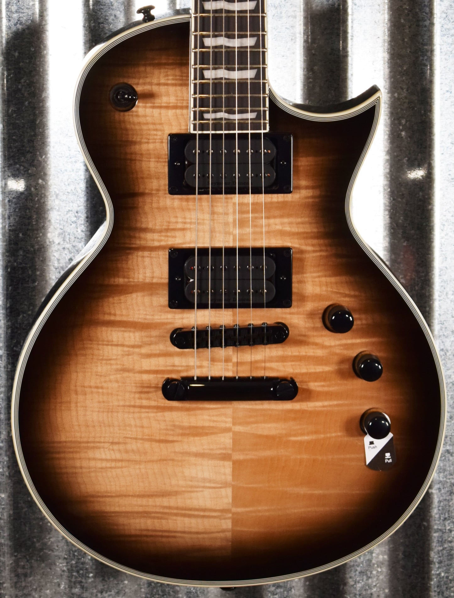 ESP LTD EC-1000T Flame Black Natural Burst Seymour Duncan Guitar LEC1000TFMBLKNB #0219 Demo