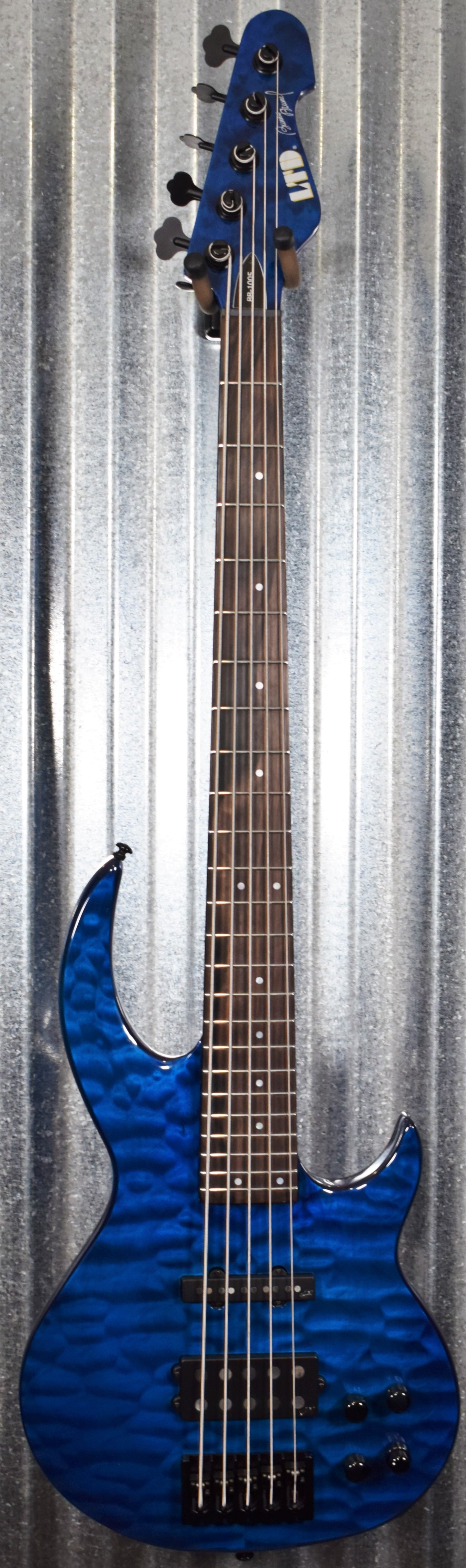 ESP LTD BB-1005 Bunny Brunel 5 String Bass Quilt Maple Black Aqua & Case LBB1005QMBLKAQ #0383
