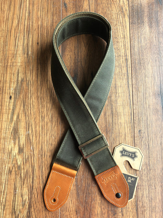 Levy's M7WC-FGN 2" Adjustable Waxed Canvas Guitar & Bass Strap Green