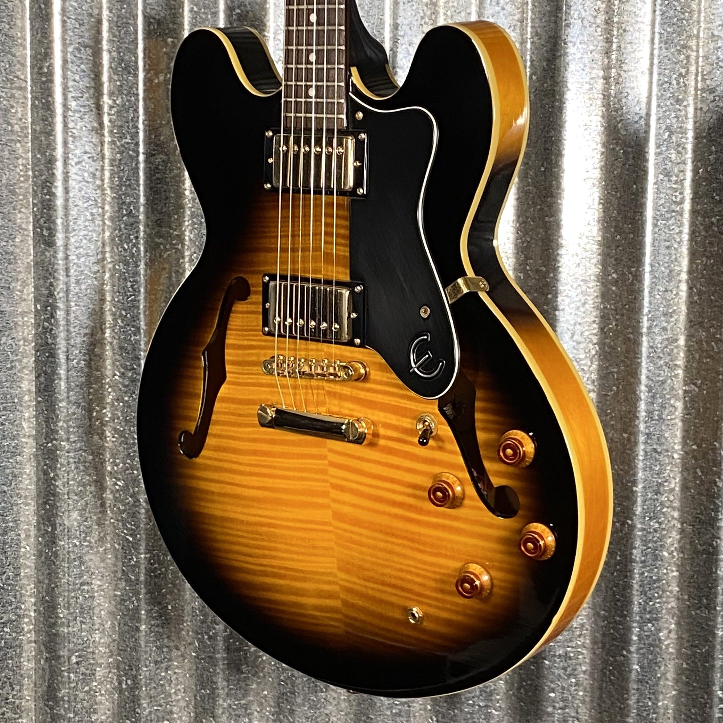 Epiphone ES 335 DOT Deluxe Flame Top Vintage Sunburst Guitar & Case #0998 Used