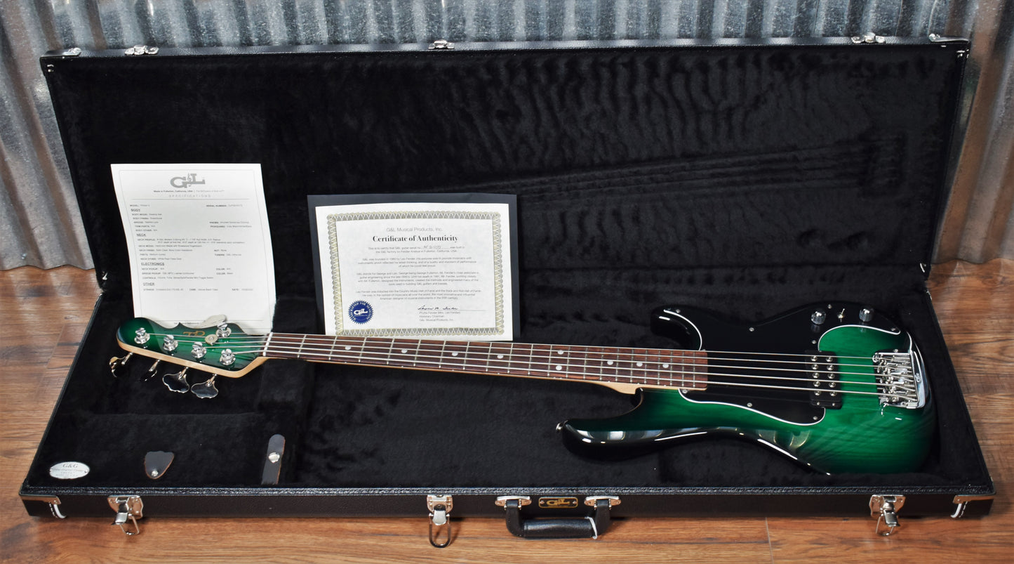 G&L USA Kiloton 5 String Bass Greenburst & Case 2020 #0173