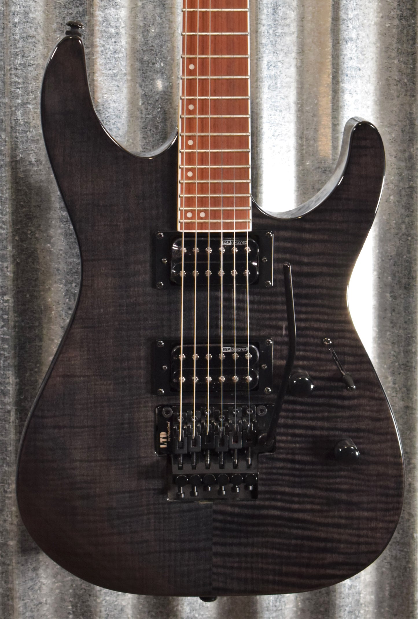 ESP LTD M-200FM See Thru Black Flame Top Guitar LM200FMSTBLK #0390