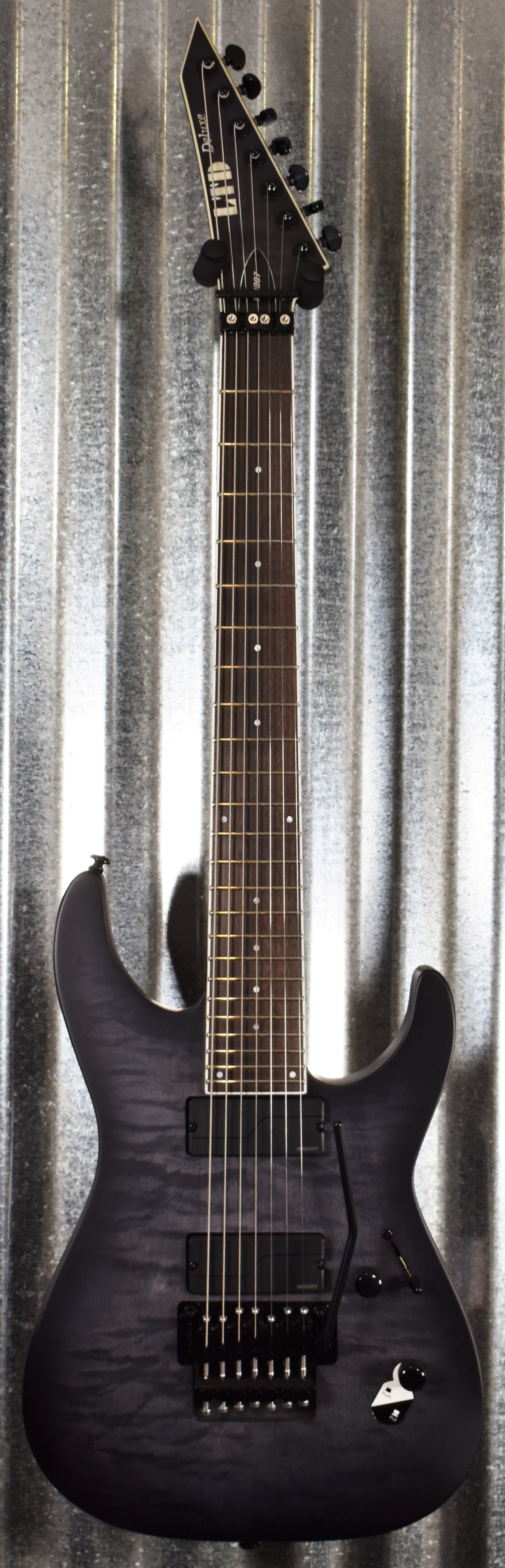 ESP LTD M-1007 Quilt See Thru Black Sunburst Satin Fishman 7 String Guitar LM1007QMSTBLKSB #0361 B Stock