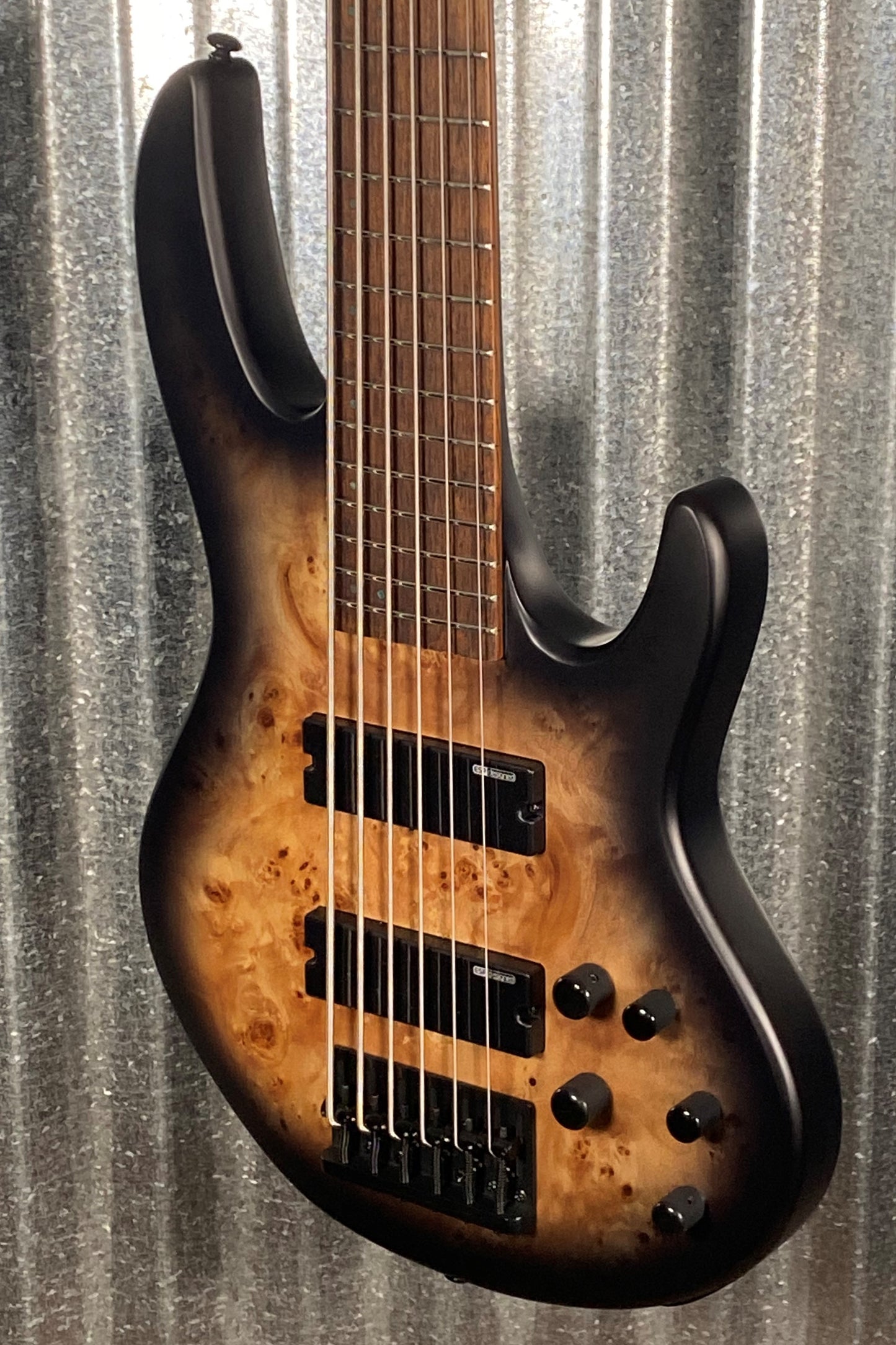 ESP LTD D-6 6 String Bass Black Natural Burst Satin Burl & Bag LD6BPBLKNBS #1564 Used