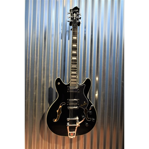 Hagstrom Tremar Viking Deluxe TRE-VIKDLX-BLK Black Semi Hollow Guitar & Case #0683