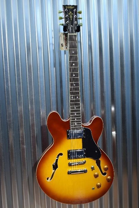 Vintage Guitars VSA500HB Honeyburst Semi-Hollow Body Set Neck Guitar #37